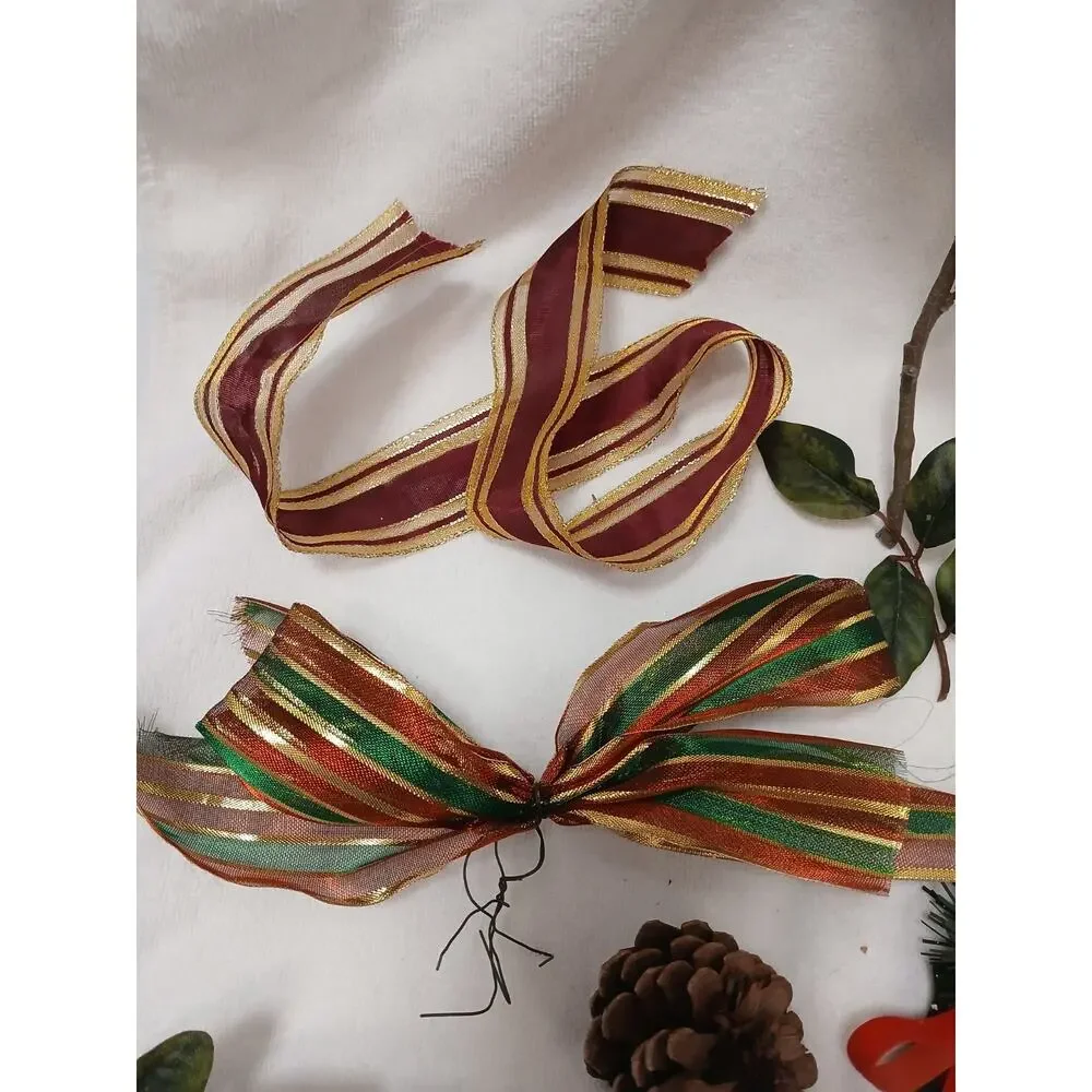 VNTG Christmas Decor Accessories Rose Pine cones Ribbons‎ Candycane Candles Nuts